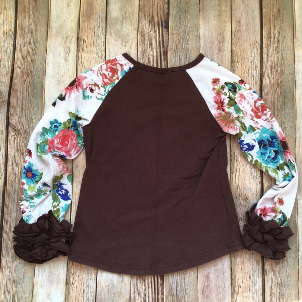 Floral Raglan Top With Icing Ruffles - Picture 2 of 3